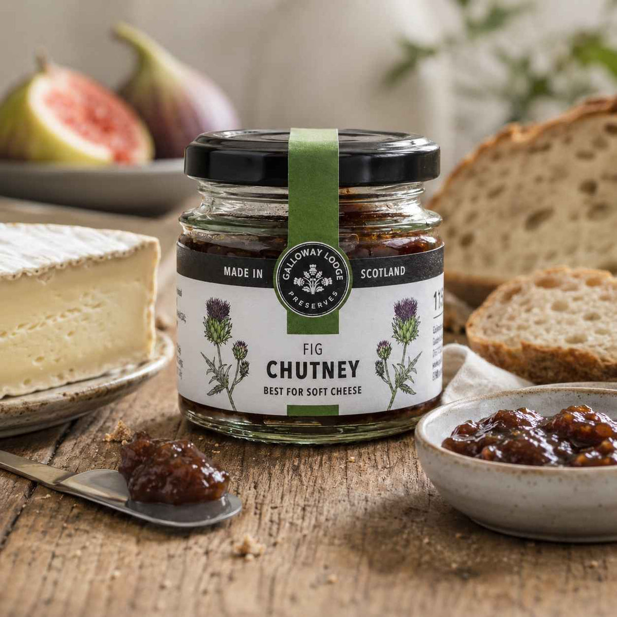 Galloway Lodge fig chutney served with cheese and bread