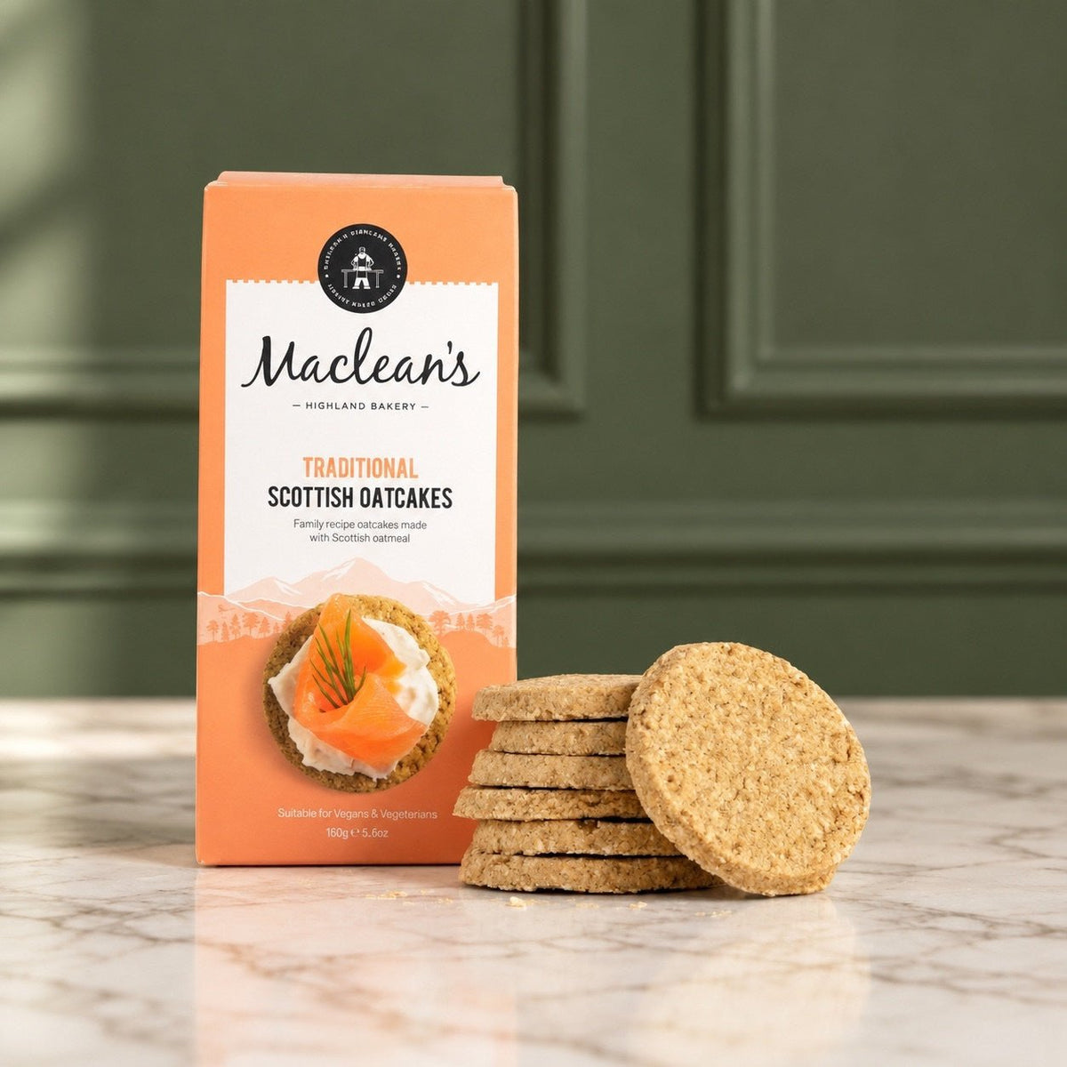 Maclean's Traditional Scottish Oatcakes with oatcakes beside the packet