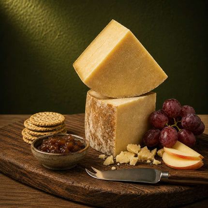 Artisan hard cheese selection from the UK and Europe at Online Cheesemonger, perfect for cheese boards with cheddar, brie, blue cheese, chutneys and charcuterie.