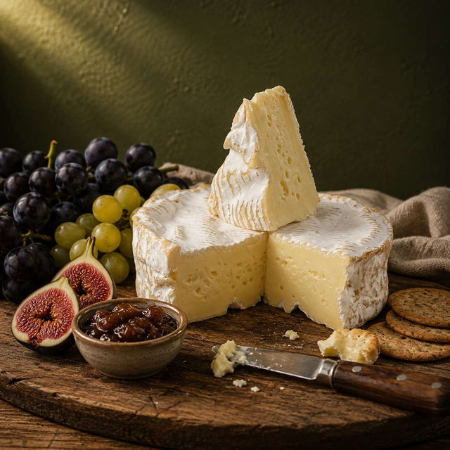 Artisan brie cheese selection from the UK and Europe by Online Cheesemonger, perfect for cheese boards with blue cheese, mature cheddar and soft cheese.