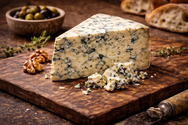 Artisan blue cheese selection from the UK and Europe by Online Cheesemonger, perfect for cheese boards with mature cheddar, brie and soft cheese.