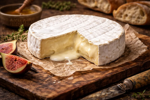 Artisan brie cheese selection from the UK and Europe by Online Cheesemonger, perfect for cheese boards with blue cheese, mature cheddar and soft cheese.