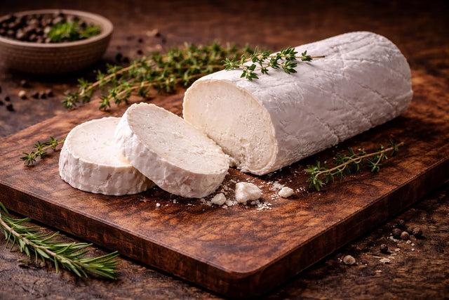 Artisan goat’s cheese selection from the UK and Europe by Online Cheesemonger, perfect for cheese boards with blue cheese, brie, mature cheddar and soft cheese.
