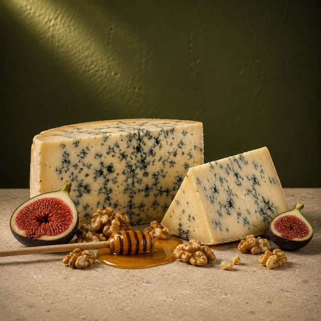 Artisan blue cheese selection from the UK and Europe by Online Cheesemonger, perfect for cheese boards with mature cheddar, brie and soft cheese.