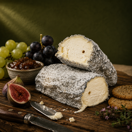 Artisan goat’s cheese selection from the UK and Europe by Online Cheesemonger, perfect for cheese boards with blue cheese, brie, mature cheddar and soft cheese.