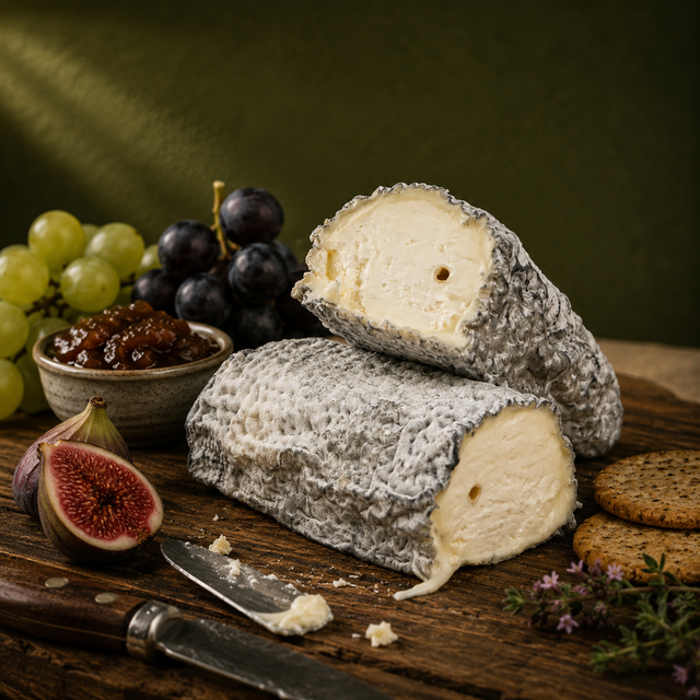 Artisan goat’s cheese selection from the UK and Europe by Online Cheesemonger, perfect for cheese boards with blue cheese, brie, mature cheddar and soft cheese.