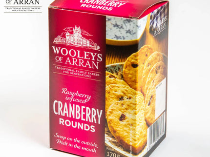 Raspberry Infused Cranberry Rounds Wooleys of Arran - Scottish Hampers