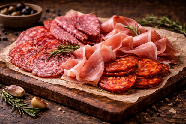 Charcuterie and smoked meats selection from Online Cheesemonger featuring artisan Scottish deli meats and cured specialities