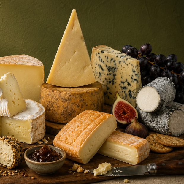 Full cheese selection from Online Cheesemonger featuring artisan Scottish cheeses, deli favourites and premium cheeseboard selection